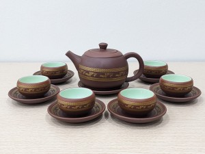 Bộ ấm trà tử sa Bát Tràng Âu Lạc 14 sản phẩm